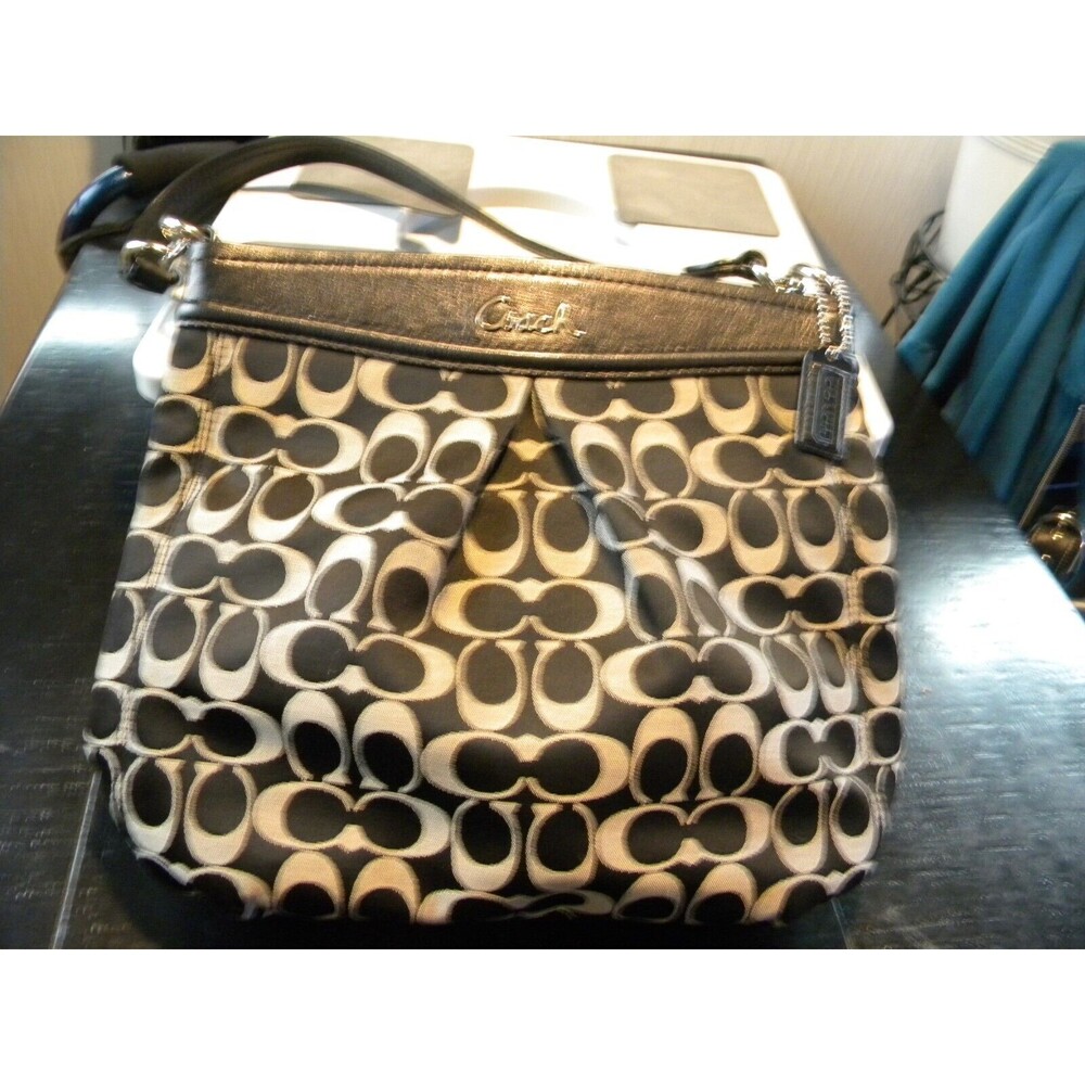 Coach Ashley F20111 Signature C Hippie Black Shoulder Carry Bag Purse